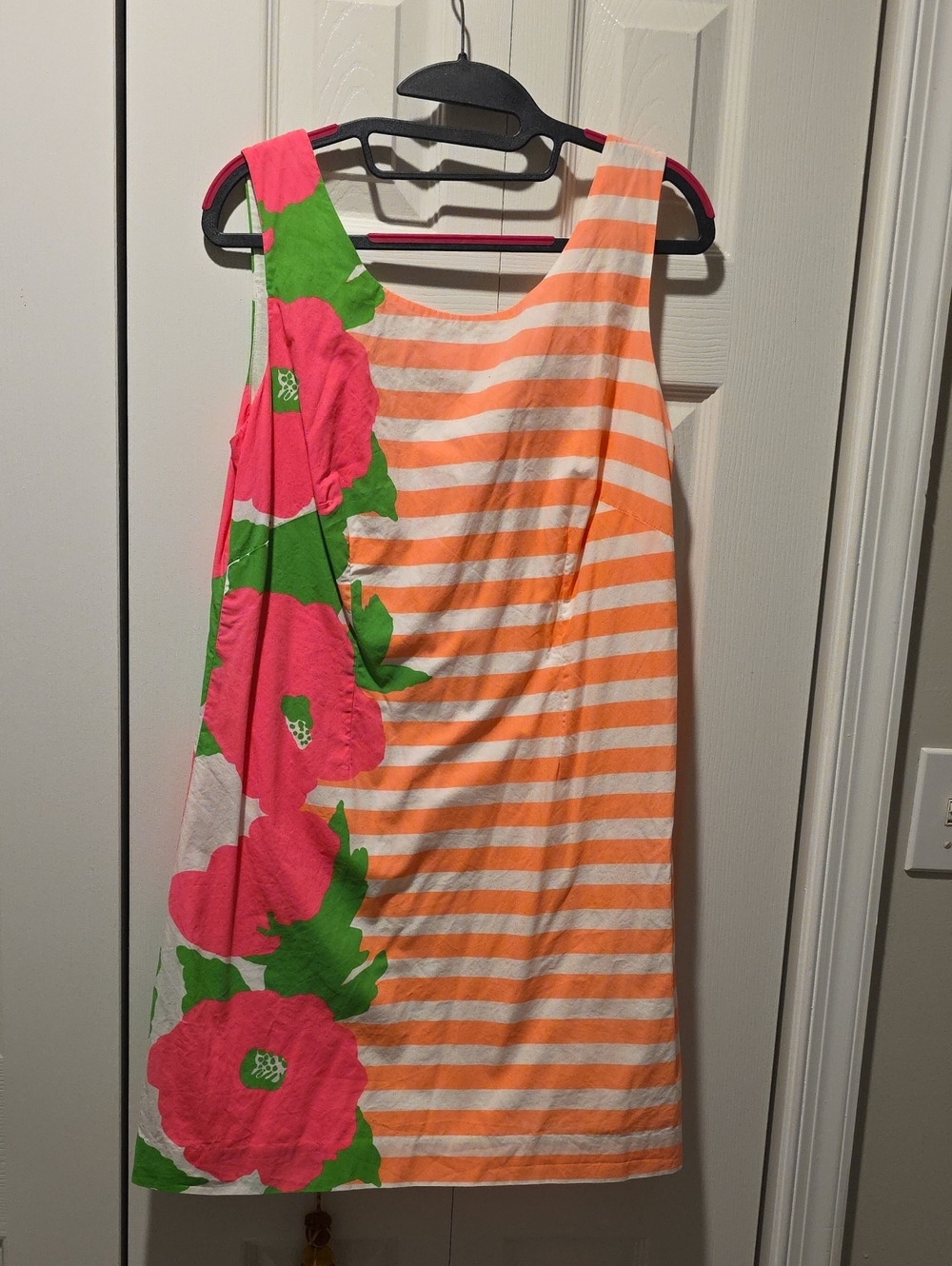 Lilly Pulitzer Sleeveless Floral & Stripe Shift Dress in Coral, Pink & Green